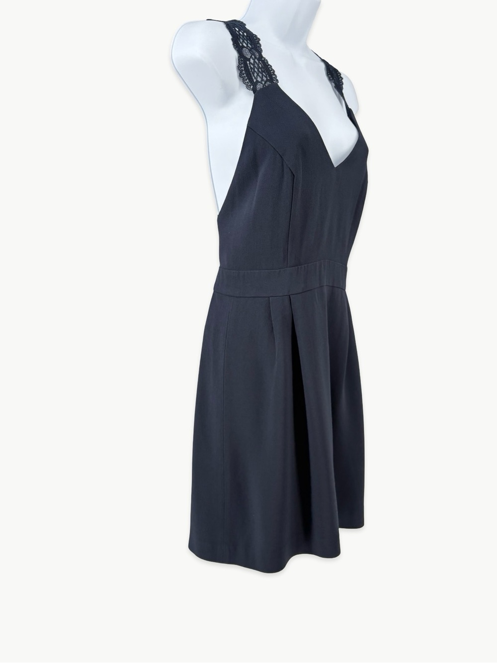 Sézane Ombeline Robe Open Back Mini Dress Size 36 (US 4) Marine Navy - Picture 8 of 13